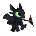 Cute Black Dragon Game Character With Large Green Eyes Black Wings And Red Object