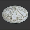 White Circular Decorative Sculpture Carving With Intricate Floral Patterns And Textures