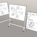Hand Drawn Musical Instruments And Art Supplies On Wheeled Whiteboard Stands