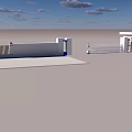 White Entrance Gate Design With Guard House And Fenced White Wall