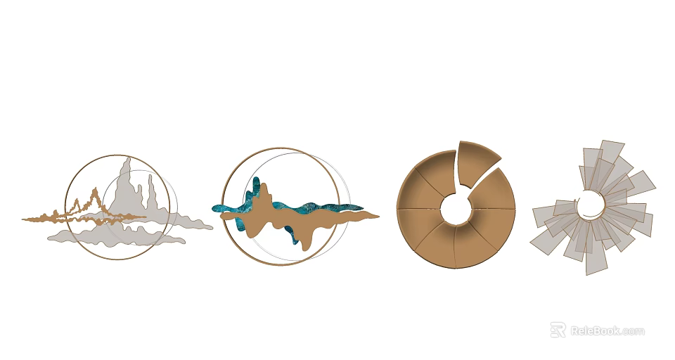 Elegant Modern Wall Decor With Circular Geometric Abstract Metal Brown Blue Patterns 3d model