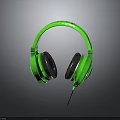 Vibrant Green Over Ear Wired Headphones Modern Electronic Audio Accessory Device 3d model