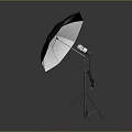 Computer Studio Lighting Setup With White Umbrella And Tripod Stand 3d model