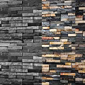 Black And Gray Stone Wall Design With Three Different Textures 3d model