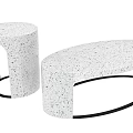 Modern Coffee Tables Set With White Speckled Surface And Black Metal Frames 3d model