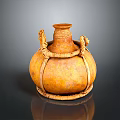 Artistic Sculpture Carving Of Clay Pot With Woven Rope Decoration Orange Yellow Texture And Base