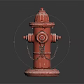 Red Fire Hydrant As Essential Fire Equipment With Chains And Stable Base 3d model