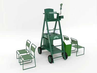 Green Portable Referee Chair With Matching Side Chairs For Outdoor Sports Activities 3d model