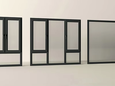 Modern Casement Windows With Black Frames Glass Panels And Various Designs 3d model
