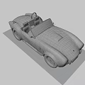 Blue Classic Convertible Sports Car With White Racing Stripes And Retro Design