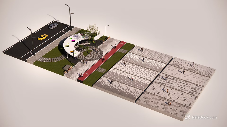 Garden Path Paving Creative Design With Various Patterns Textures And Pedestrian Walkways 3d model