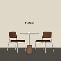 Poliform Modern Minimalist Meeting Table And Brown Leather Chairs With Metal Legs And Wooden Base