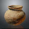 Rustic Terracotta Vase With Round Mouth Orange White Patina And Textured Bulbous Body