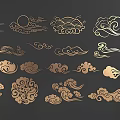 New Chinese-style Carved Xiangyun Carved Openwork Gold-plated Carved Pattern Window Flower Combination Carved Xiangyun Metal Carved Metal Xiangyun 3d model
