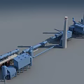 Large Scale Blue Industrial Processing Equipment With Pipeline And Tower Structures 3d model