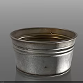 Vintage Silver Metal Basin As Decorative Home Furniture With Striped Design And Rusty Surface