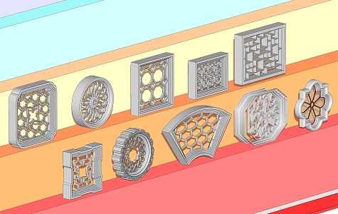 Chinese-style Flower Window Garden Window 3d model