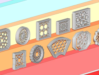 Chinese-style Flower Window Garden Window 3d model