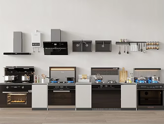 Integrated stove, smoke machine, stove, kitchenware, kitchen supplies, gas water heater 3d model