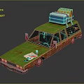 Vintage Green And Brown Station Wagon With Roof Luggage Carrier And Decorative Stickers