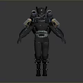 Futuristic Sci Fi Game Character In Tactical Armor With Mechanical Backpack And Weapon 3d model