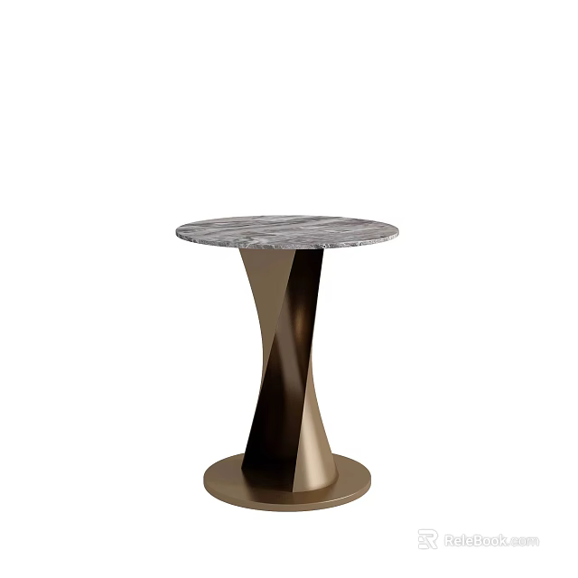 Modern Elegant Side Table With Marble Top And Twisted Metal Base Design 3d model 