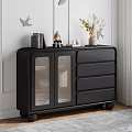 Cream Style Dressing Table Makeup Stool Combination Dressing Table Side Cabinet Storage Cabinet 3d model