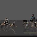 Group of People Sitting at Folding Tables with Chairs Enjoying Leisure Time