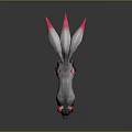 Mystical Gray Creature With Red Horns Fluffy Tails And Red Markings
