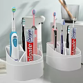 White Multi Compartment Bathroom Organizer For Daily Electric Manual Toothbrushes And Toothpaste
