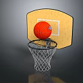 Sports Equipment Featuring Basketball Hoop With Yellow Backboard Black Rim White Net And Orange Ball