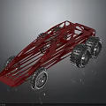 Red Futuristic Off Road Buggy With Open Metal Frame And Large Tires Design