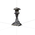 Traditional Stone Outdoor Lamp with Carved Pillar and Classic Lantern Top Design