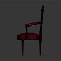 Classical Wooden Chair With Carved Backrest Red Velvet Seat And Armrests