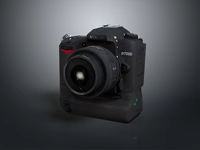 High Quality Professional Black Digital Camera D7000 Model With Detachable Lens 3d model
