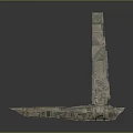 Ancient Stone Sculpture With Tall Vertical Structure And Carved Textured Surface 3d model