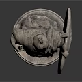 Detailed Classical Warrior Statue Standing With Spear Shield And Pedestal