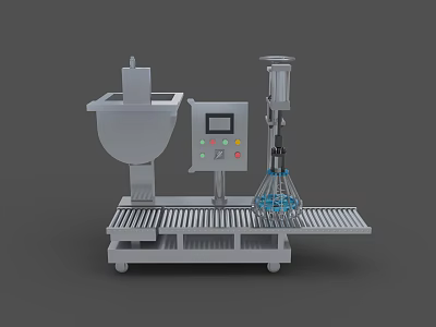 Industrial Mixing Equipment with Hopper Control Panel and Conveyor Belt 3d model