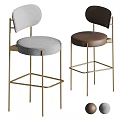 Modern Upholstered Bar Stools With Golden Metal Frame And Curved Backrest Design