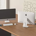 Apple iMac Desktop Front Back View With Keyboard Mouse Smartphone On Wooden Office Desk