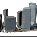 Modern High Rise Office Buildings With Glass Facade And Urban Architectural Design