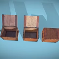 Vintage Wooden Commercial Storage Chests With Open Lids And Metal Corners