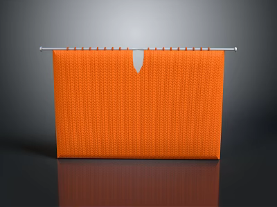 Orange Woven Hanging Household Item With Hook And Textured Surface 3d model