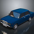 Blue Classic Vintage Sedan Car With Shiny Body And Retro Design