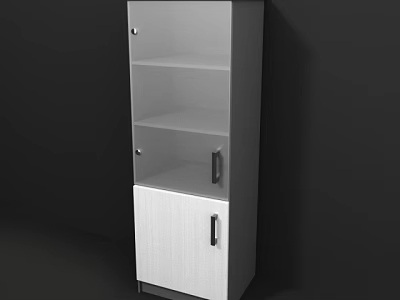 Modern White Storage Cabinet With Glass Doors And Open Shelves Design For Home 3d model