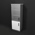 Modern White Storage Cabinet With Glass Doors And Open Shelves Design For Home