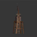 Rustic Wooden Windmill Structure With Water Bucket On Stand Decorative Outdoor
