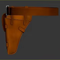 Man Equipped With Durable Orange Leather Belt And Matching Holster Accessory