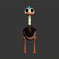 Colorful Cartoon Flying Animal 3D Model With Blue Feathers Brown Body And Orange Legs