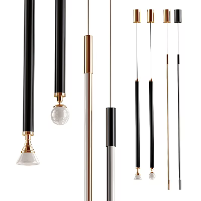 Modern Pendant Lights Design Collection Featuring Various Shapes Black Gold Metal And Glass Elements 3d model